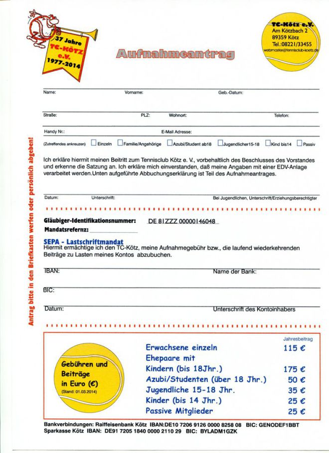 Aufnahmeantrag